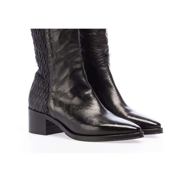 Ducanero Black Ankle Boot Washed Combination leather and embroidery stretch - Picture 2 of 5